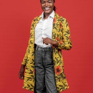 Yellow African Styled flower and leaf patterned Suit