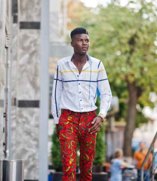 African Print Trouser - Red Kampala Solid