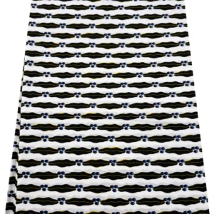 Wax Print Ankara Wrapper Fabric lips White-Black