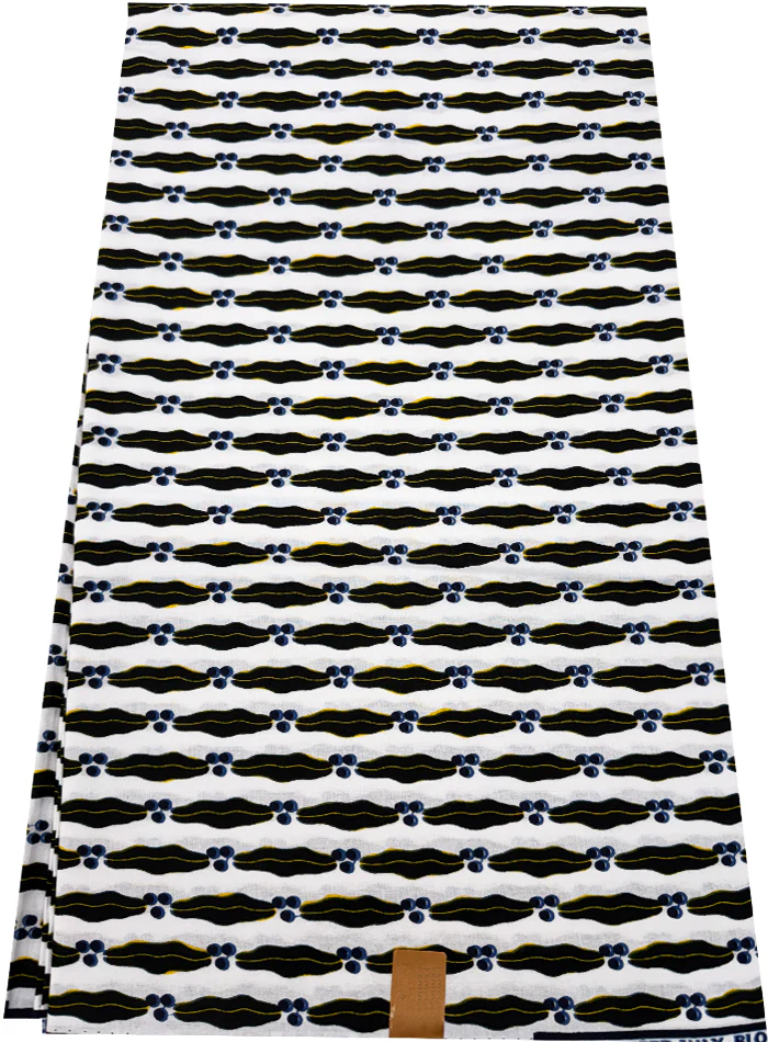 Wax Print Ankara Wrapper Fabric lips White-Black