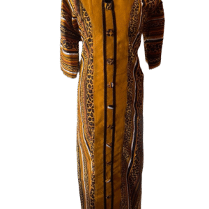 African Print Yellow-Brown Dotted Patterns Dress