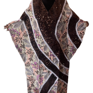 African Ankara Print Dress - Brown & Peach, Leaf Pattern