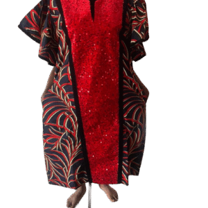 African Print Dress - Brown & Red Ankara.