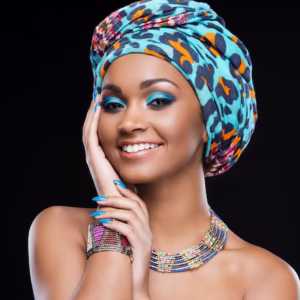 Easy headwrap - Satin lined hair bonnet - Blue Leopard spots Effects