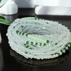 Waist Beads / African Hip Chain - Enọfua - Green (elastic)