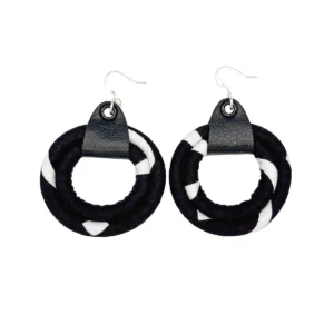 Small Black & White African Hoop Earrings