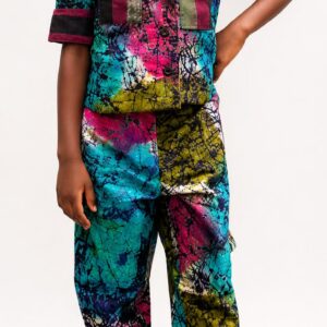 Multi-Color Crackle Adire Kids Co-ord Fabric