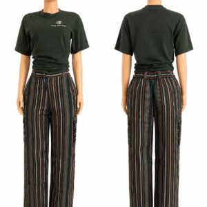 Forest Rust Vertical Stripe Cargo Pants Fabric