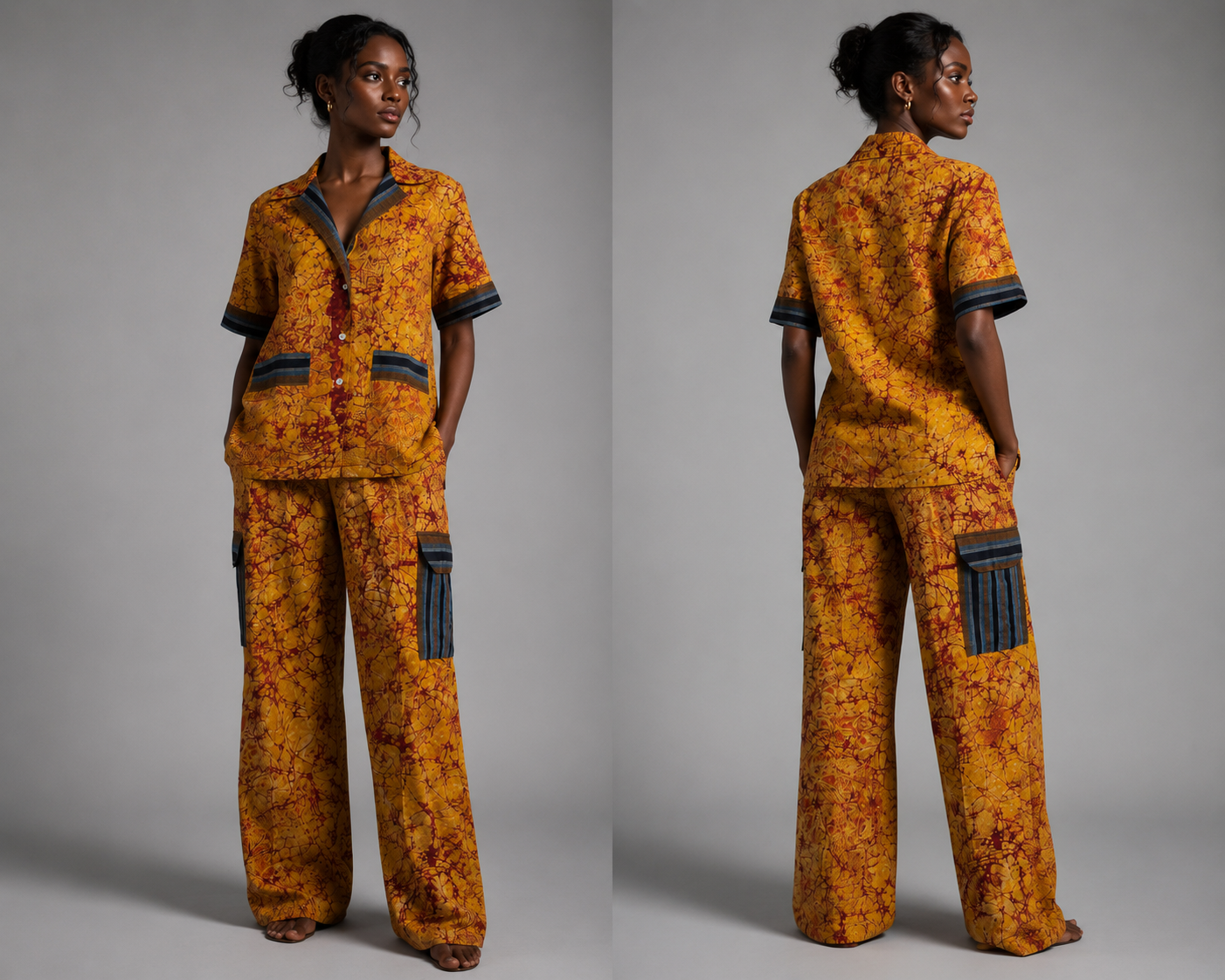 Saffron Crackle Cargo Batik Co-ord Fabric - Image 2