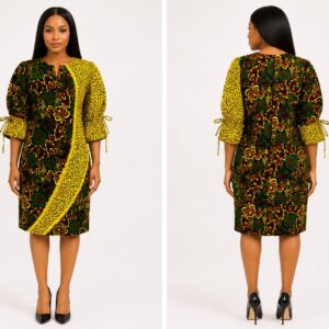 Forest Sun Asymmetric Batik Dress Fabric