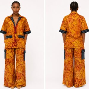 Saffron Crackle Cargo Batik Co-ord Fabric