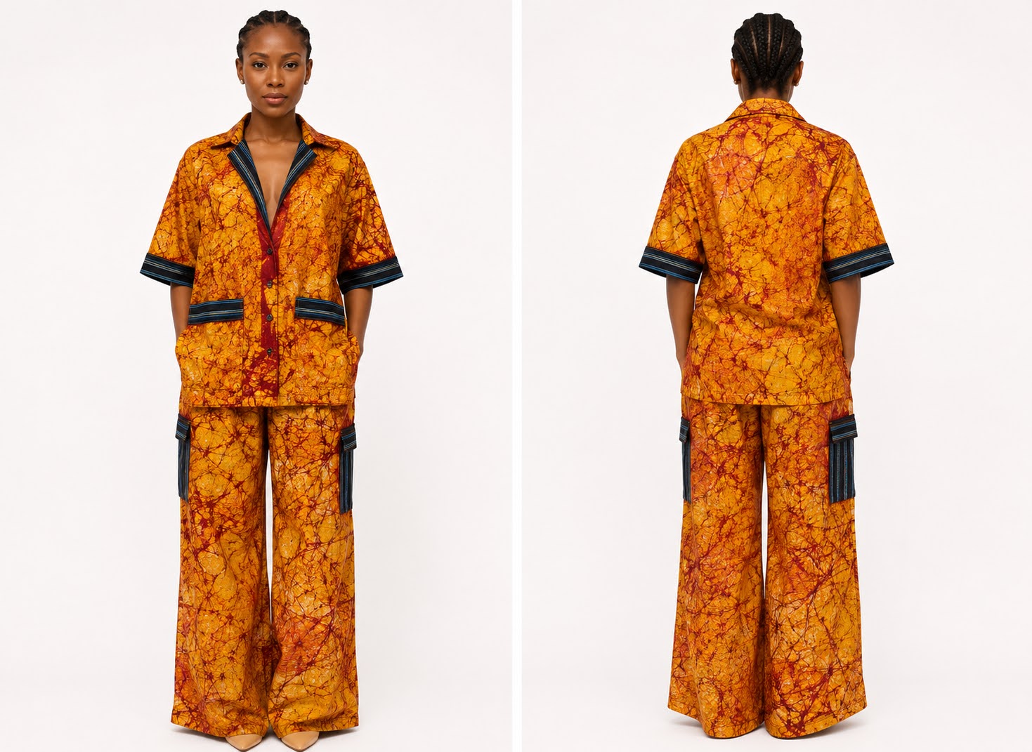 Saffron Crackle Cargo Batik Co-ord Fabric