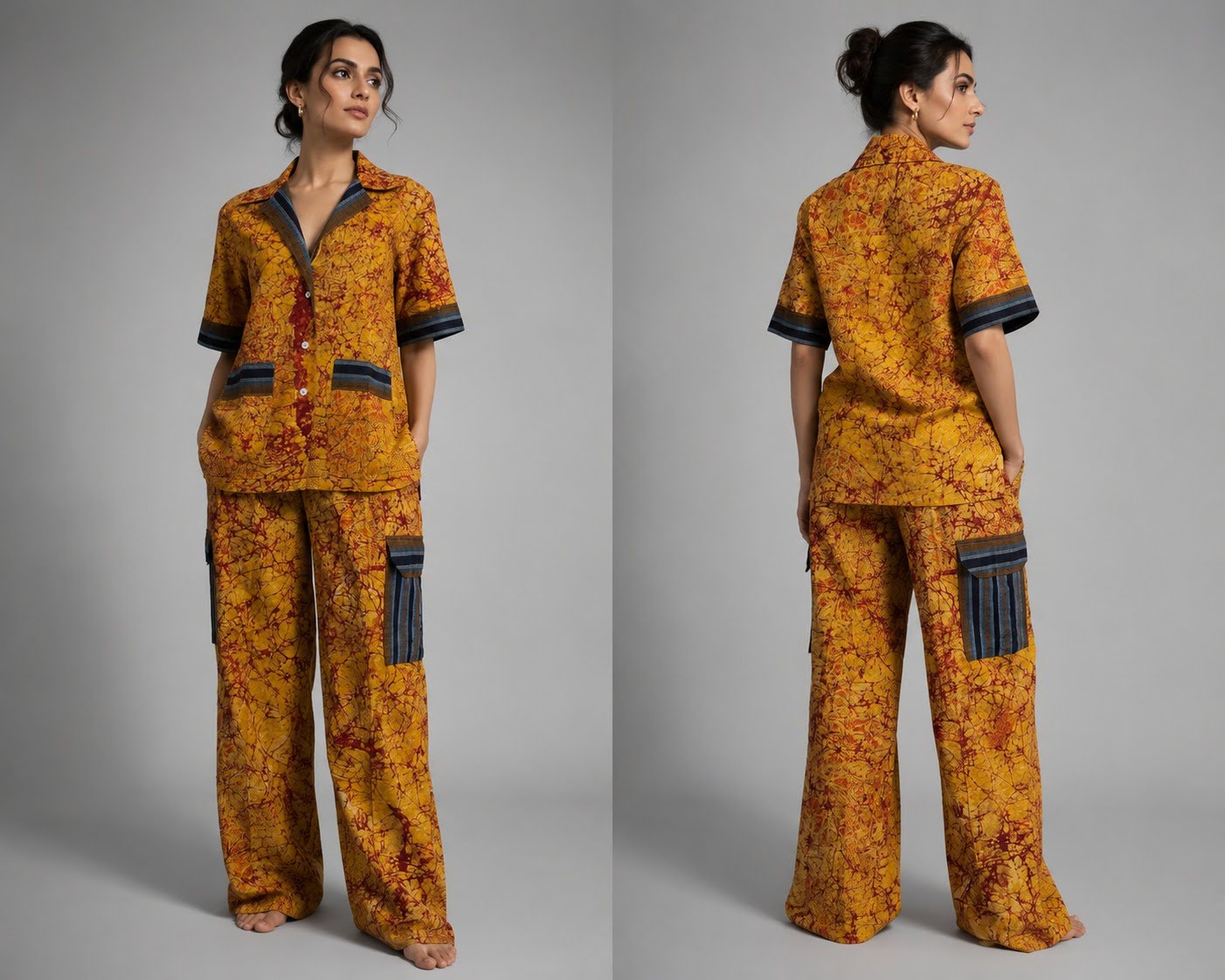 Saffron Crackle Cargo Batik Co-ord Fabric - Image 3